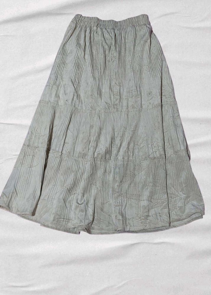 Crinkle Tiered Midi Skirt