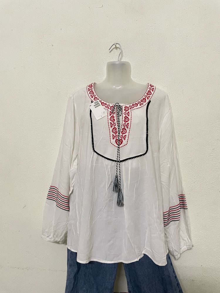 White Pure Linen Kurta Vintage Vibe