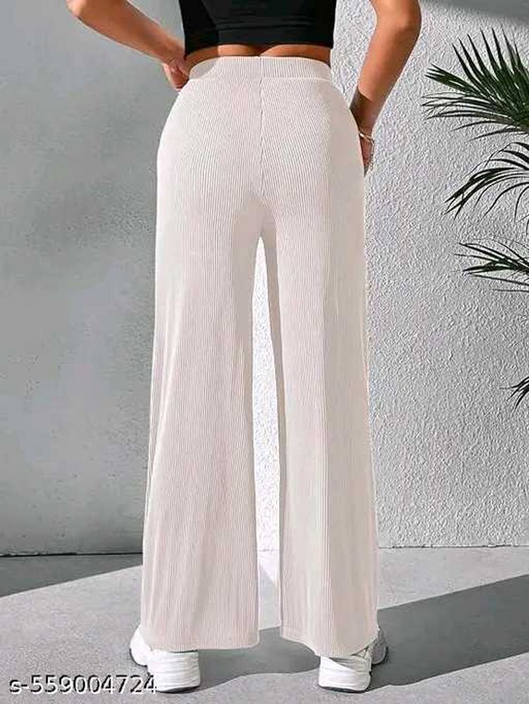 Wide Leg Ribbed Pants