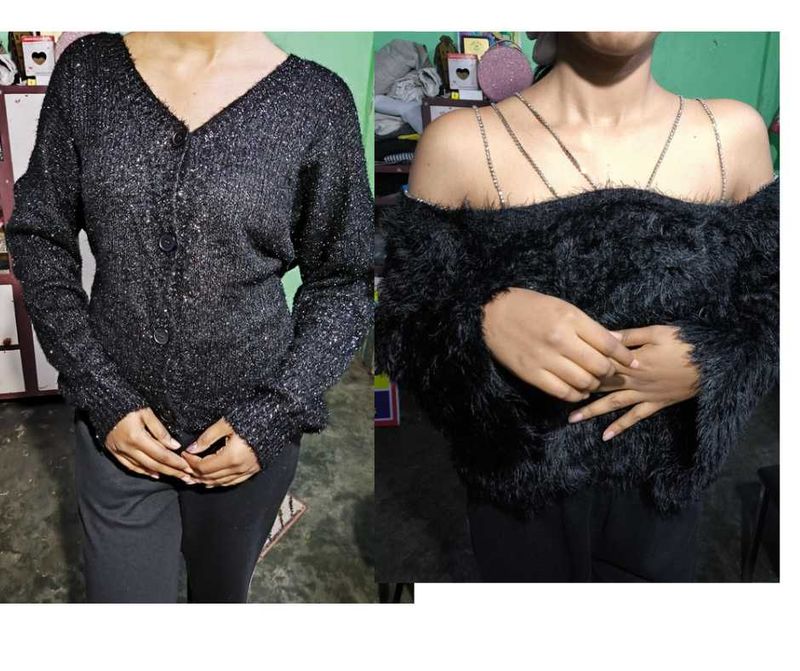 Stylish Black Off-Shoulder Top Combo