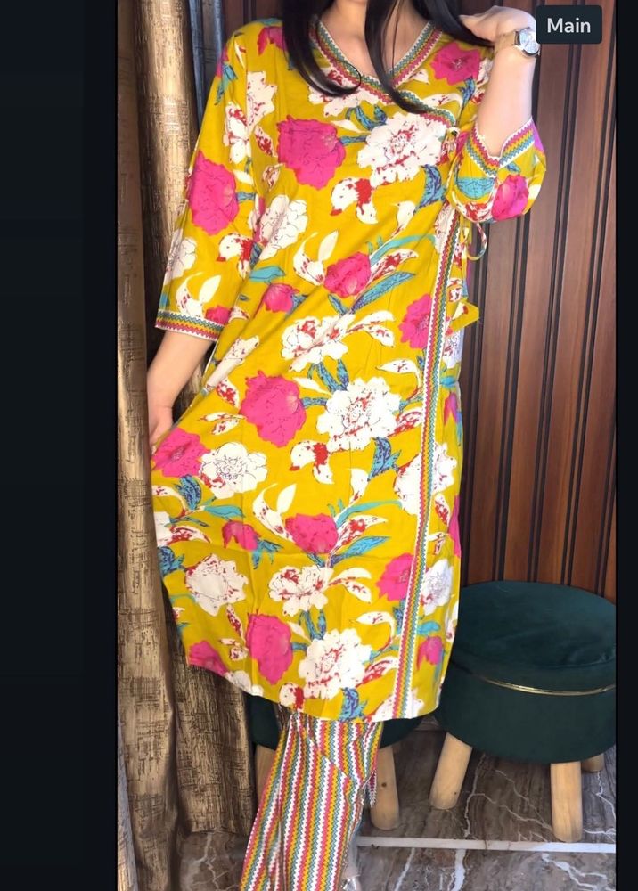 Angrakha Style Kurta With Pants