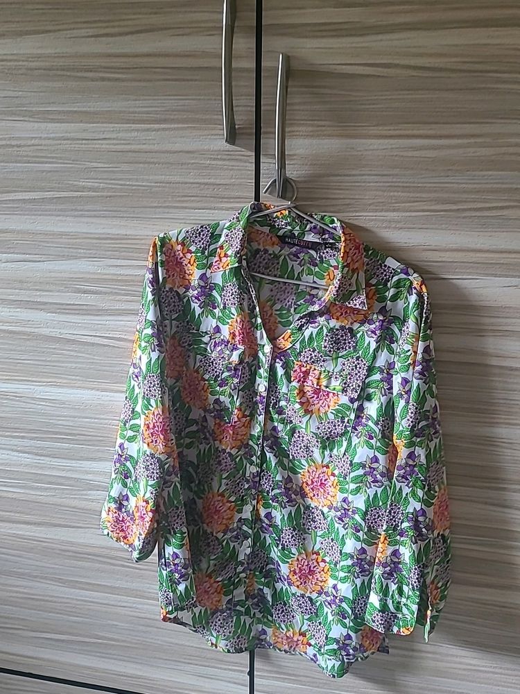 Haute Curry Floral Tunic Top Size L