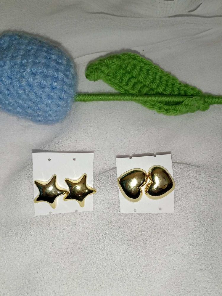 Gold Star &amp; Heart Earrings