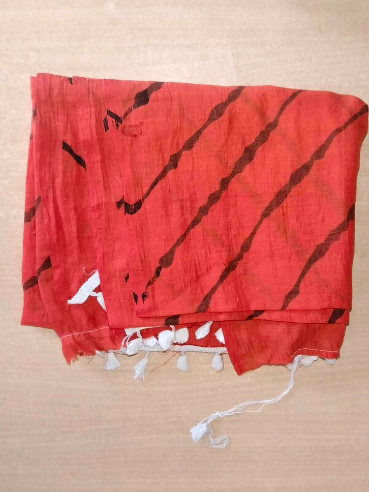 Red &amp; Black Striped Dupatta