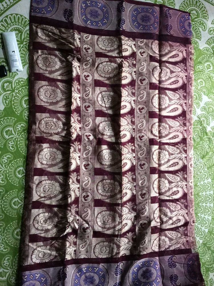 Vintage Maroon &amp; Gold Sari Fabric