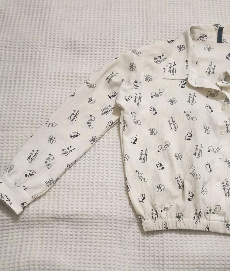 Printed Shirt With Elasticated Hemline