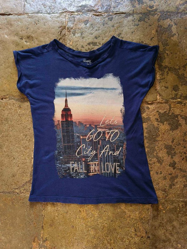 Navy Graphic Print Tee