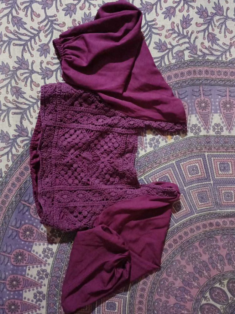 Purple Crochet Ethnic Set