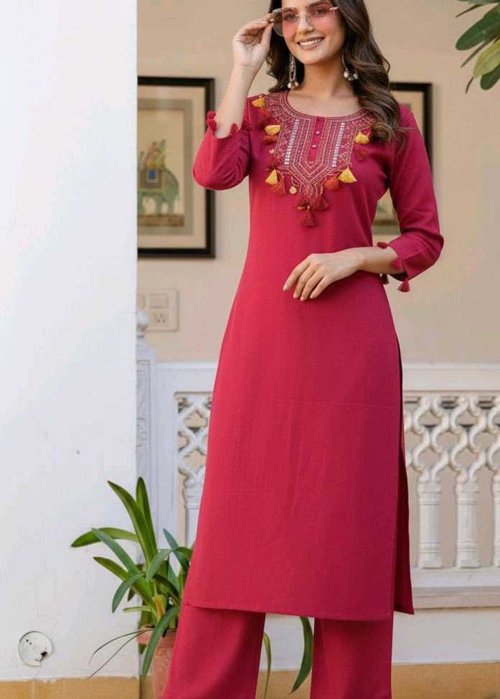 Elegant Maroon Kurta Palazzo Set