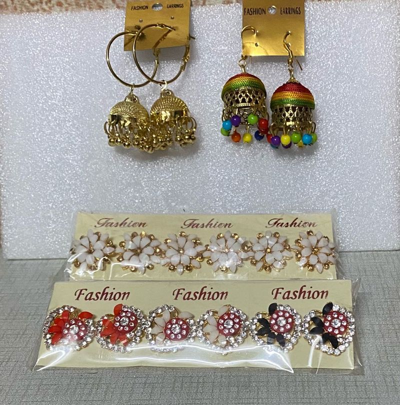 Combo Of Fancy Jhumka Earrings &amp; Studs