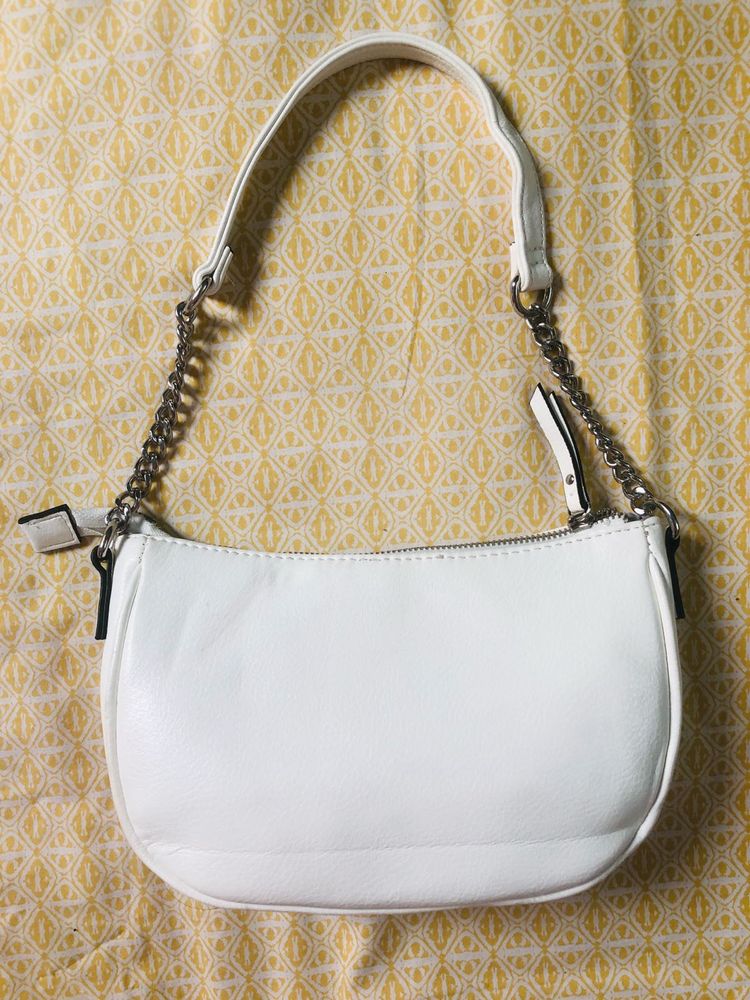 Imported White Leather Sling Bag