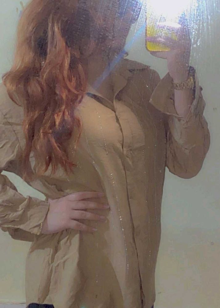 Elegant Tan Button-Down Shirt