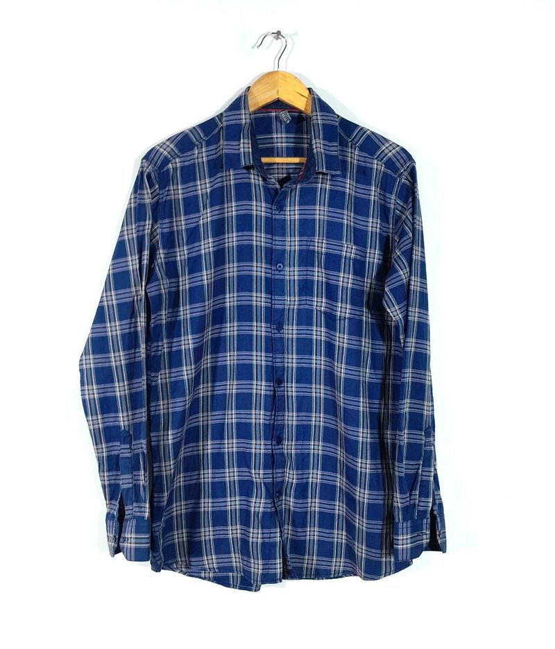 Navy Blue Checks Shirt (Men&#39;s)