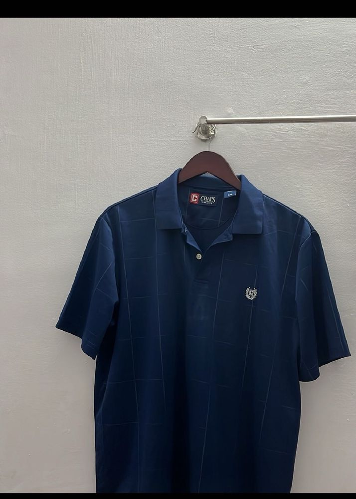 Chaps Blue Checkered Polo Shirt