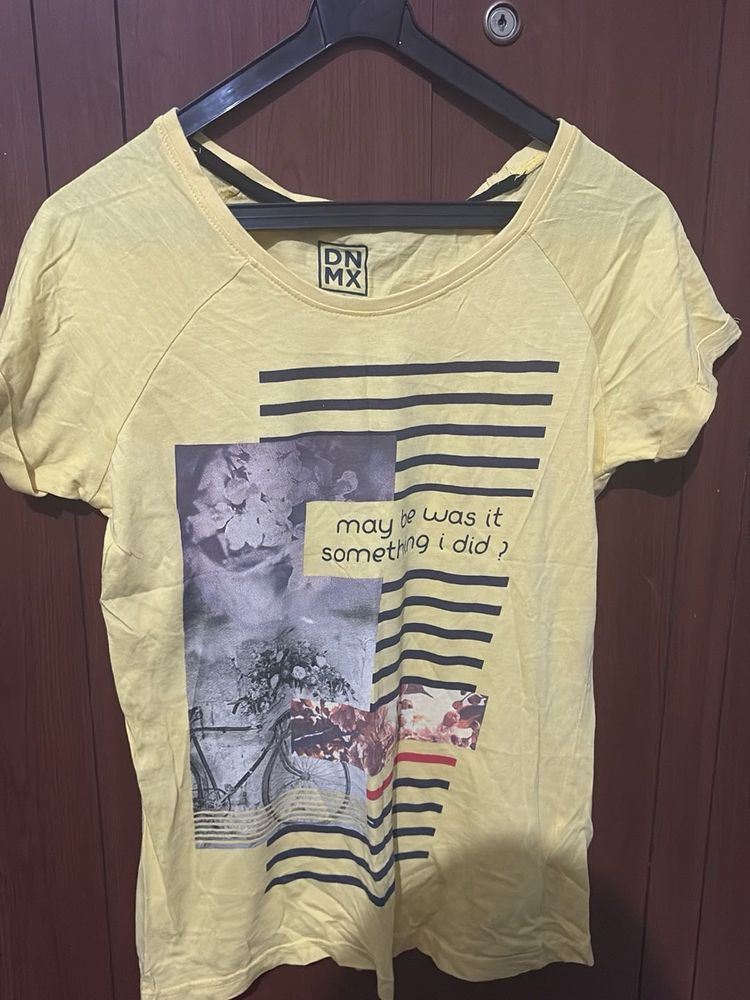 DNMX Graphic Print Yellow T-shirt