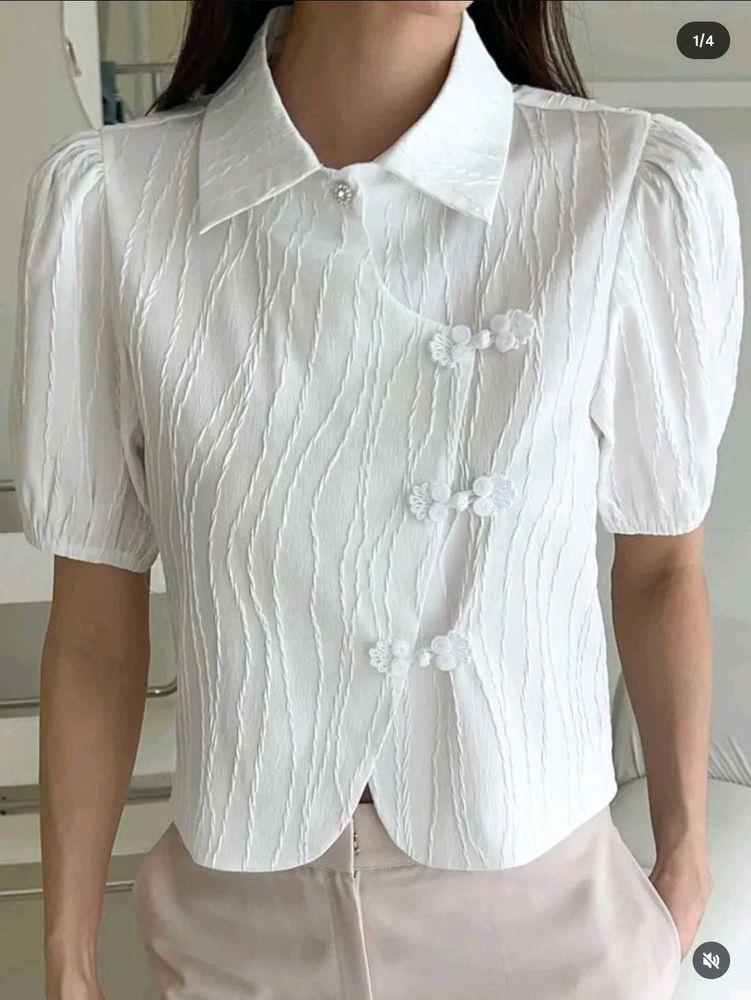 Elegant Chinese Style White Blouse