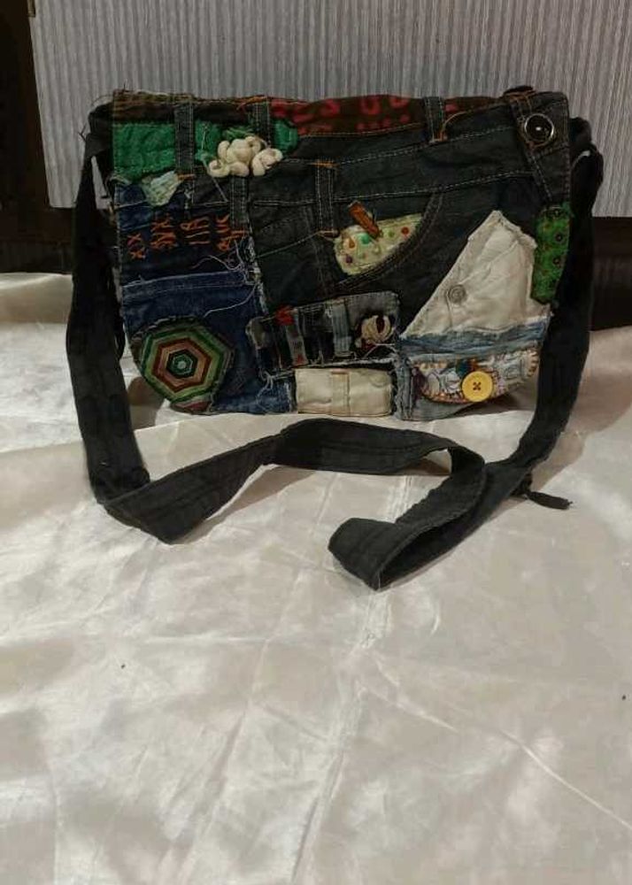 Upcycled Denim Patchwork Bag