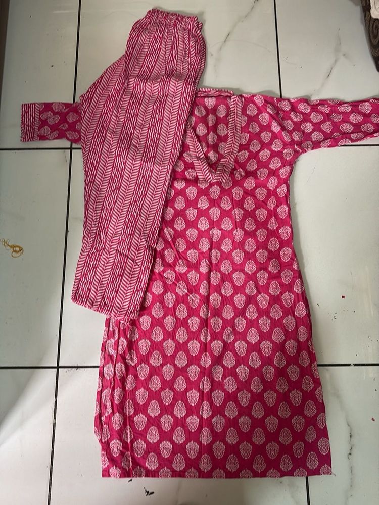 Pink Printed Kurta Set