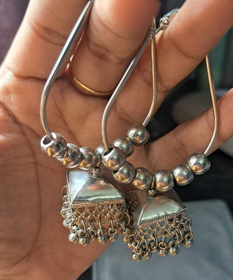 Silver Jhumka Earrings