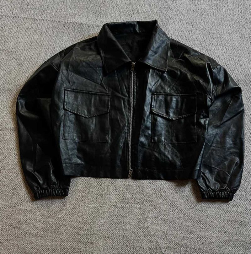 Cropped Leather Jacket For Women