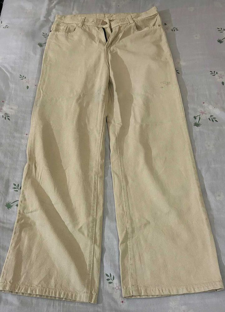 Wide Leg Beige Pants