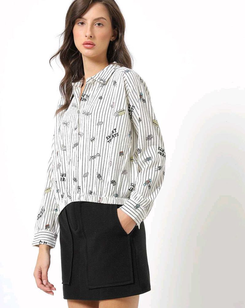 Printed Shirt With Elasticated Hemline