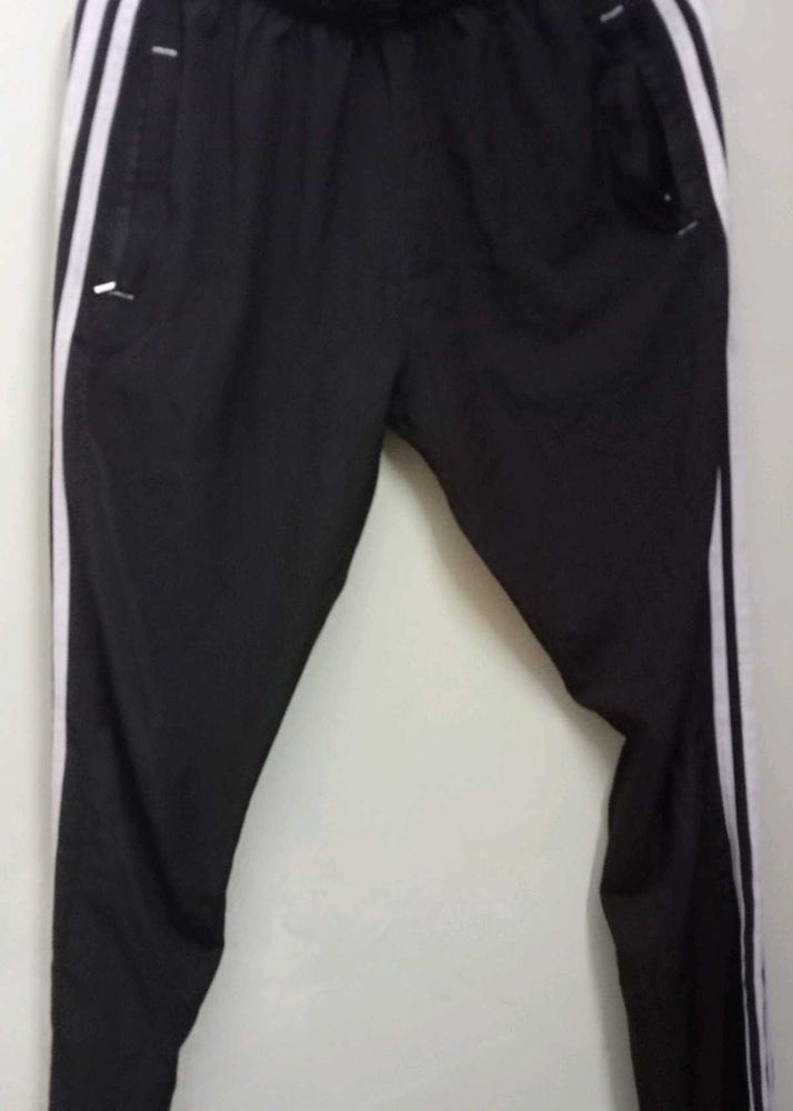 Black Track Pants with White Stripes