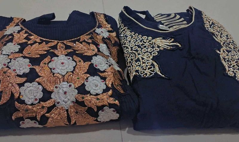 Embroidered ethnic gowns set of 2