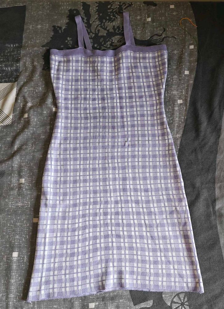 Lilac Plaid Mini Dress