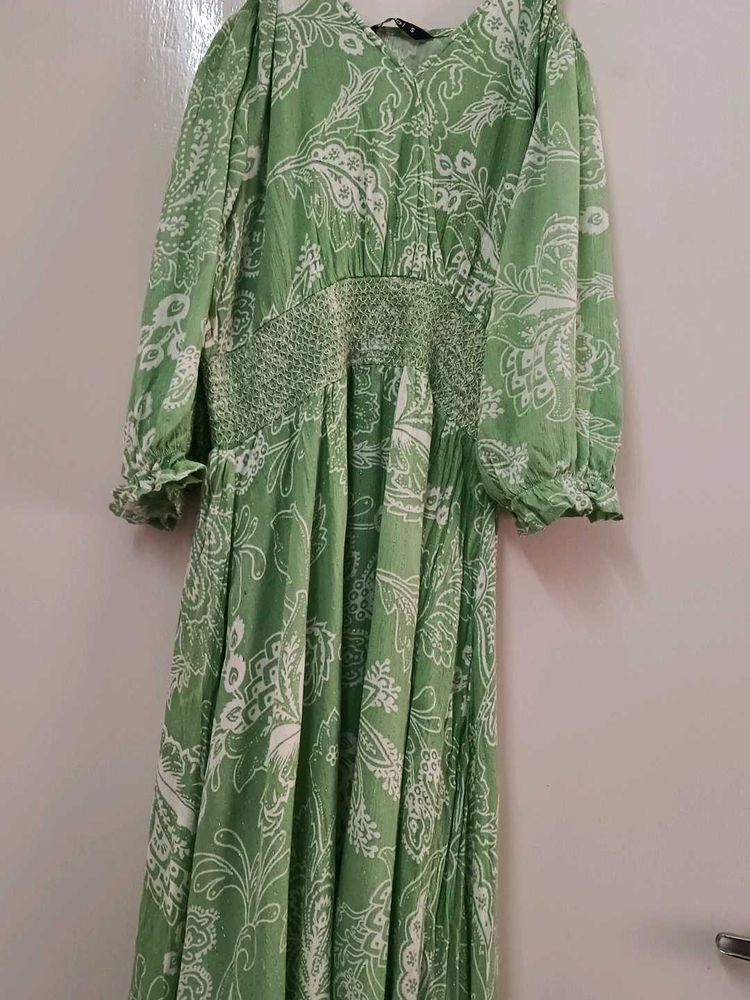 Green Paisley Midi Dress