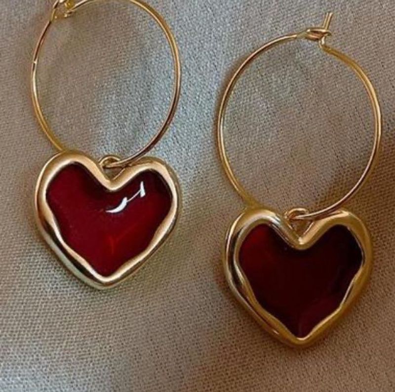 Heart Hoop Earrings 🍓