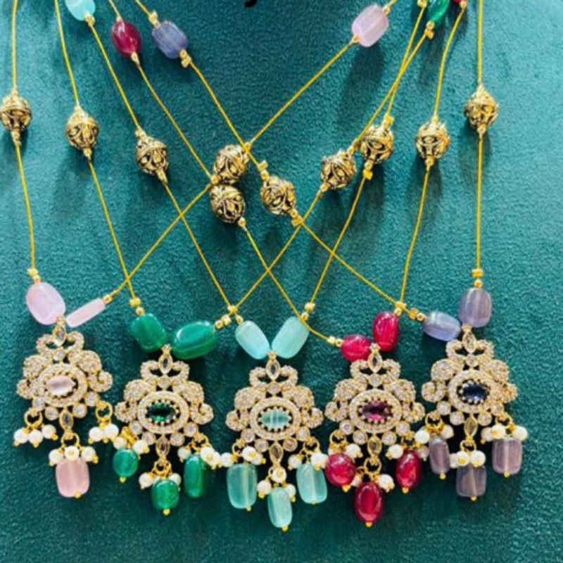 Colorful Stone &amp; Gold Pendant Necklace Set