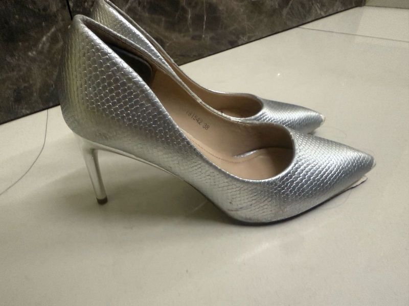 Silver Pointed Stiletto Heels