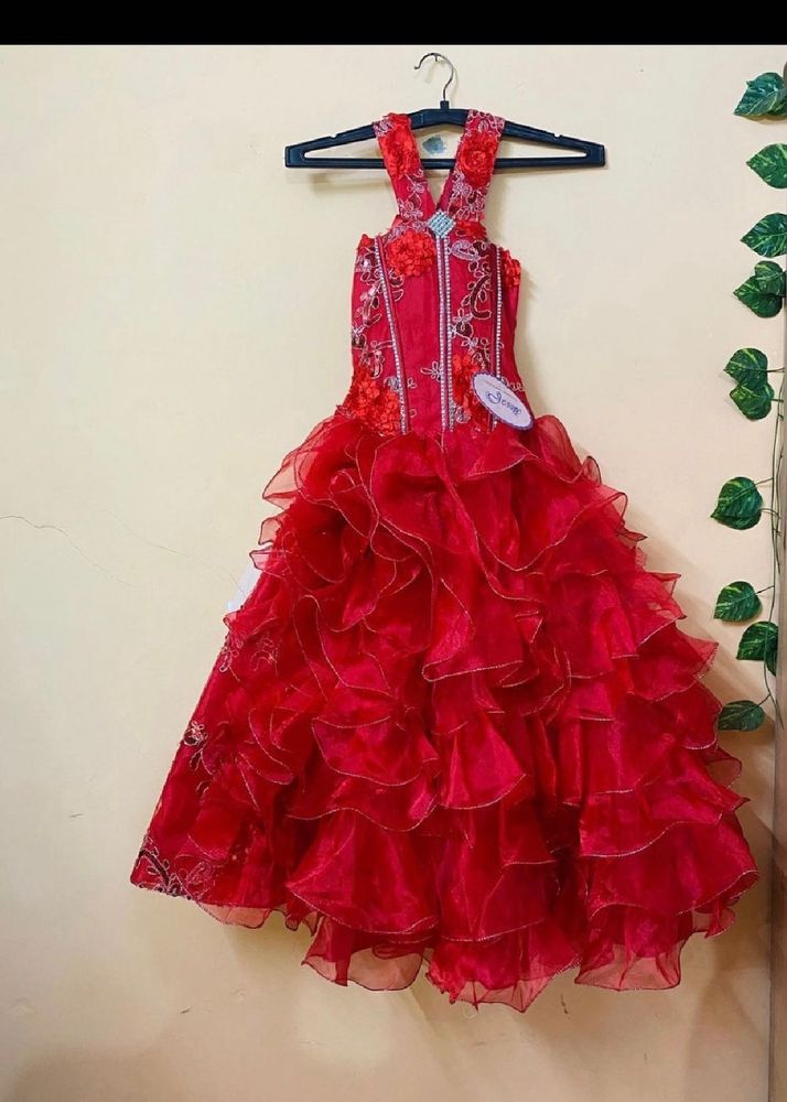 Red Ruffled Formal Dress