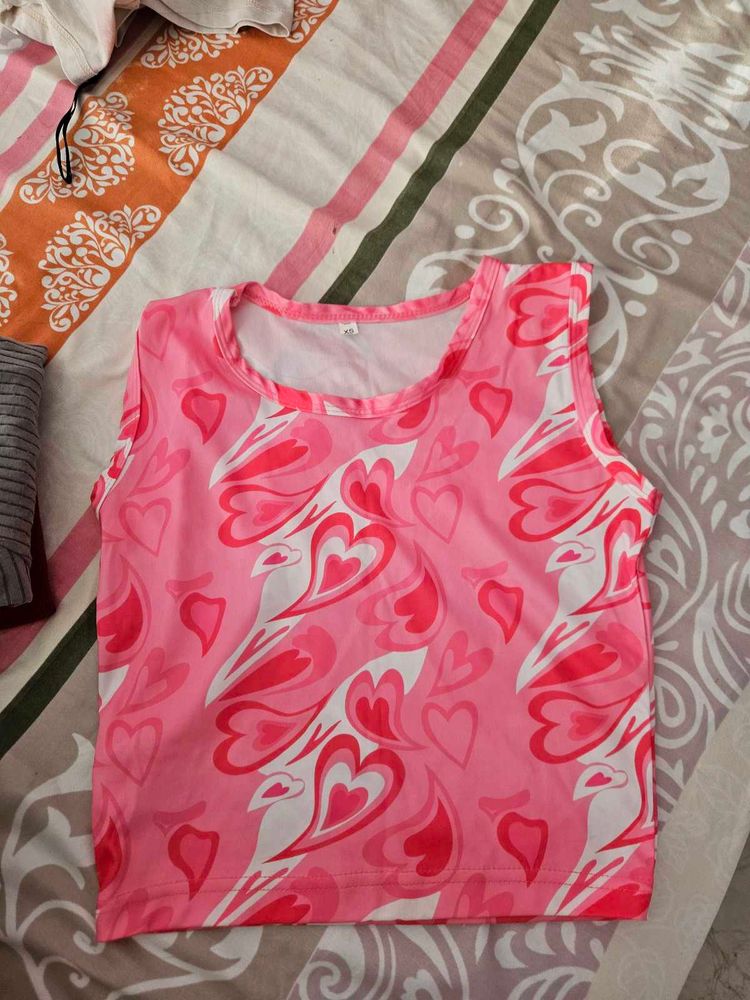 Pink Patterned Tank Top