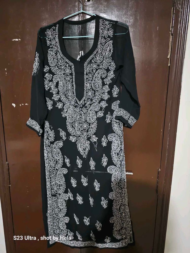 Elegant Black Chikankari Kurta FITS 36-38