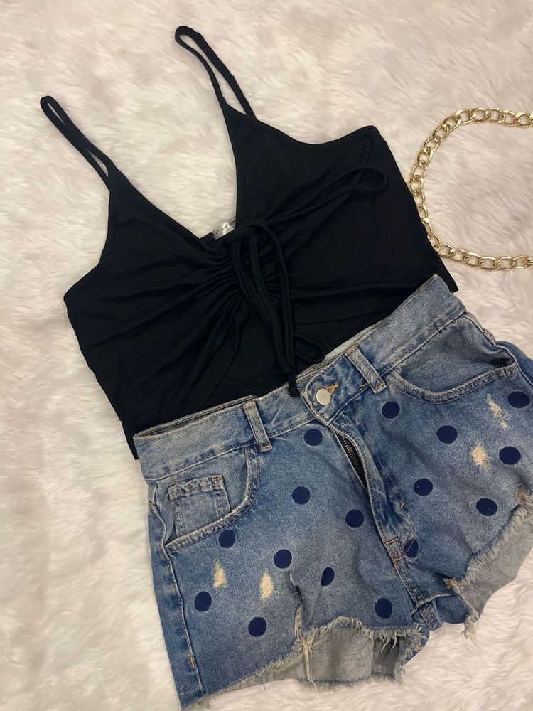 Black Ribbed Crop Top