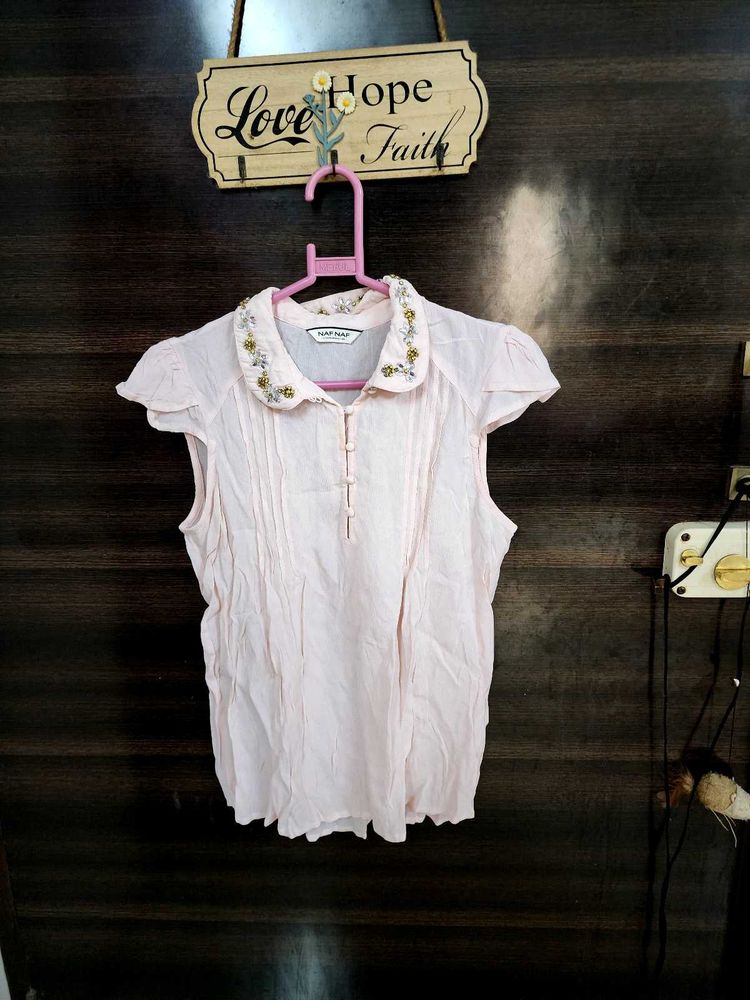 Cute Embroidered Collar Top with diamond 💎