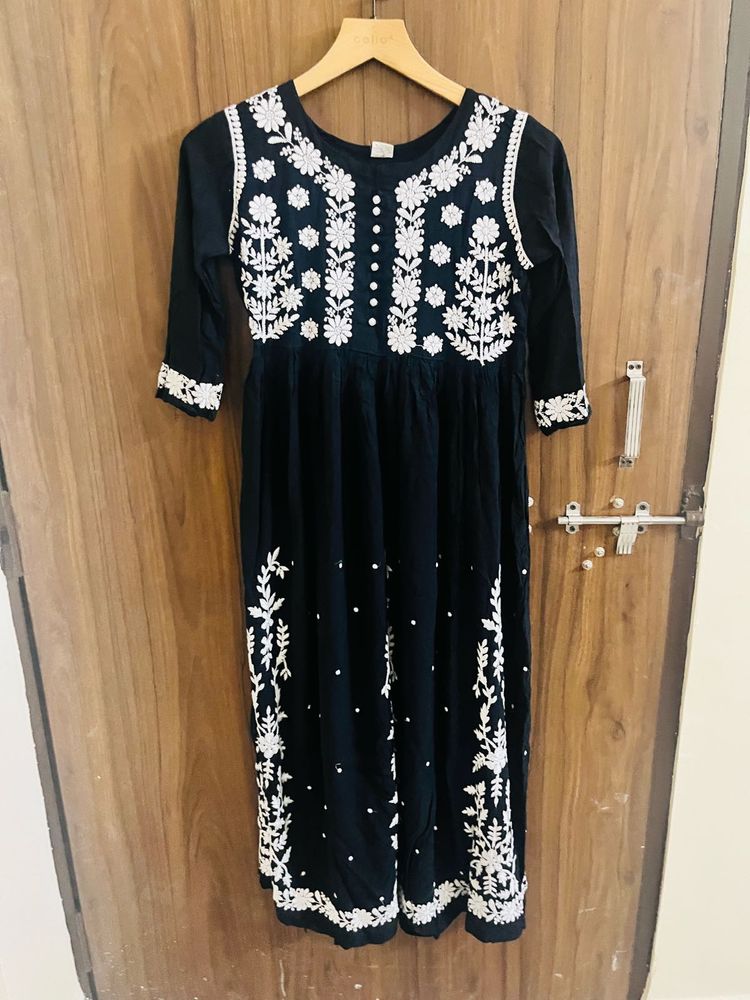 Elegant Embroidered Black Dress