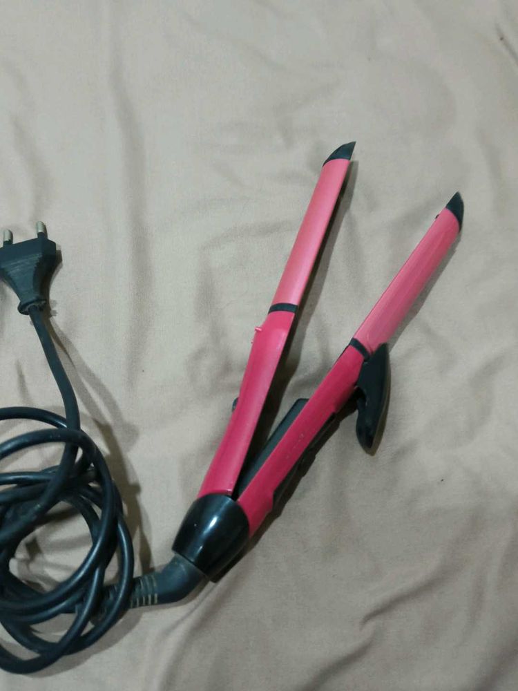 2in1 Pink Hair Straightener and curler