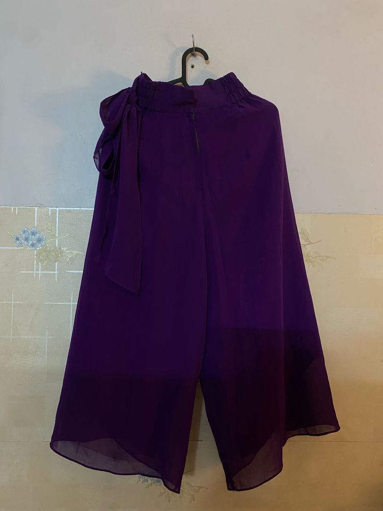 Purple Chiffon Palazzo Pants