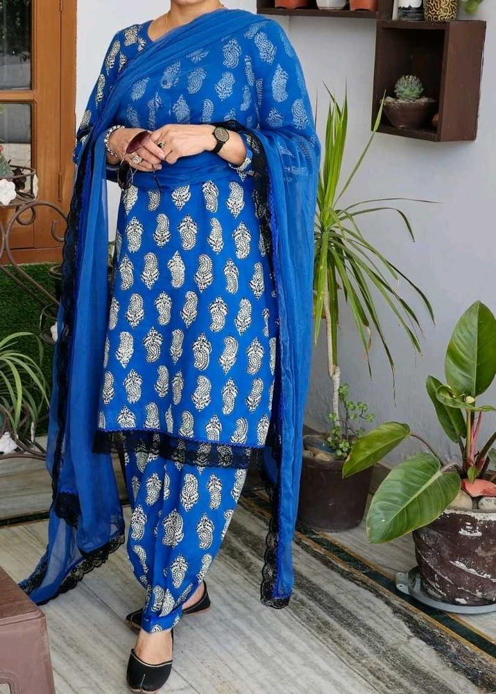 Blue Printed Salwar Kameez