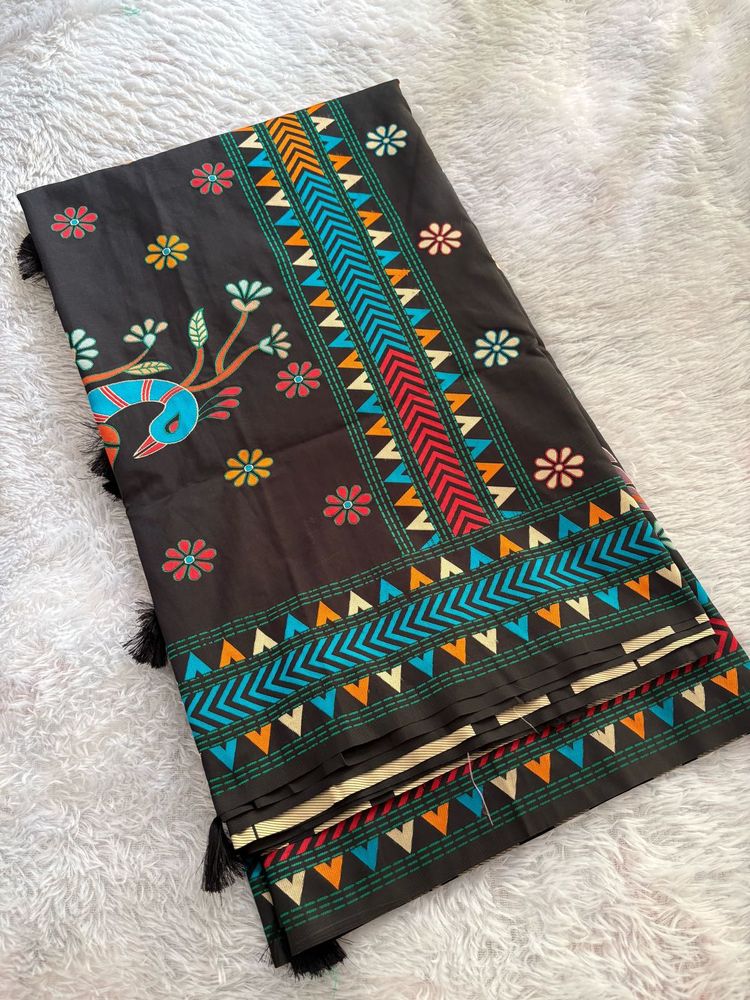 Brand New Black Saree with Attached blouse piece