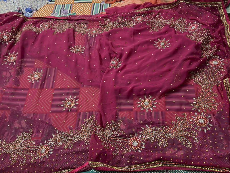 Heavy Embroidered Party Wear Saree
