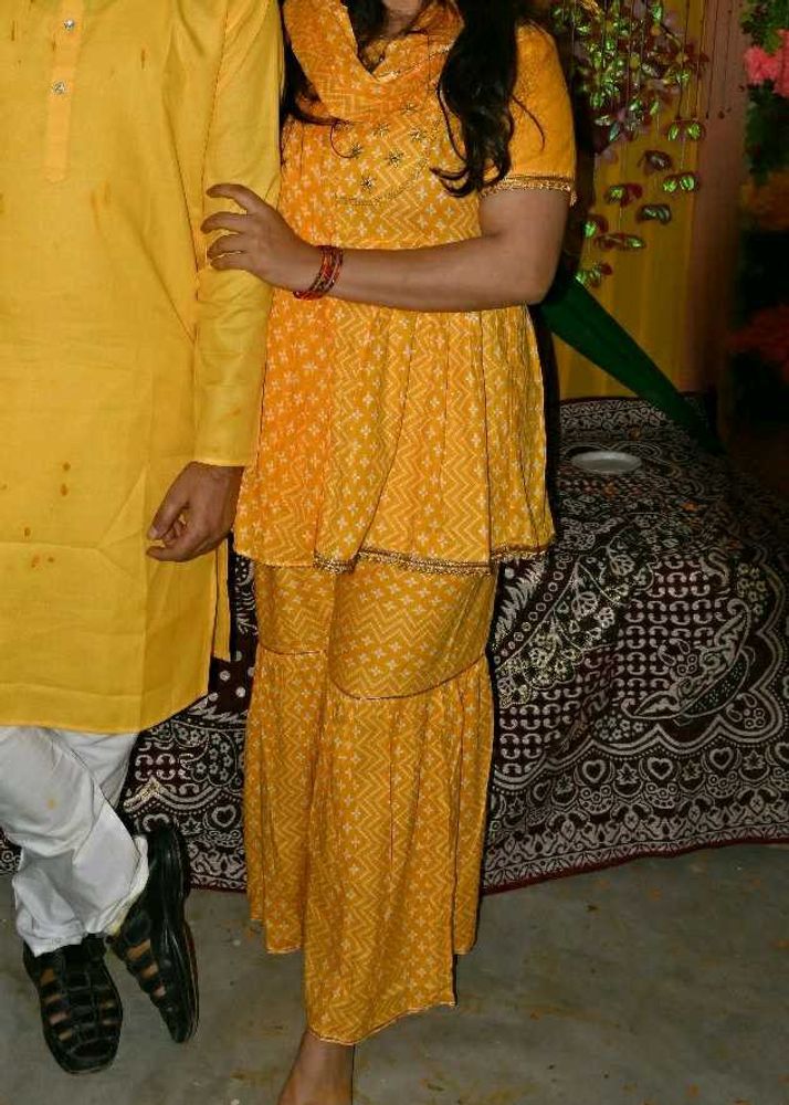 Yellow Printed Kurta Set