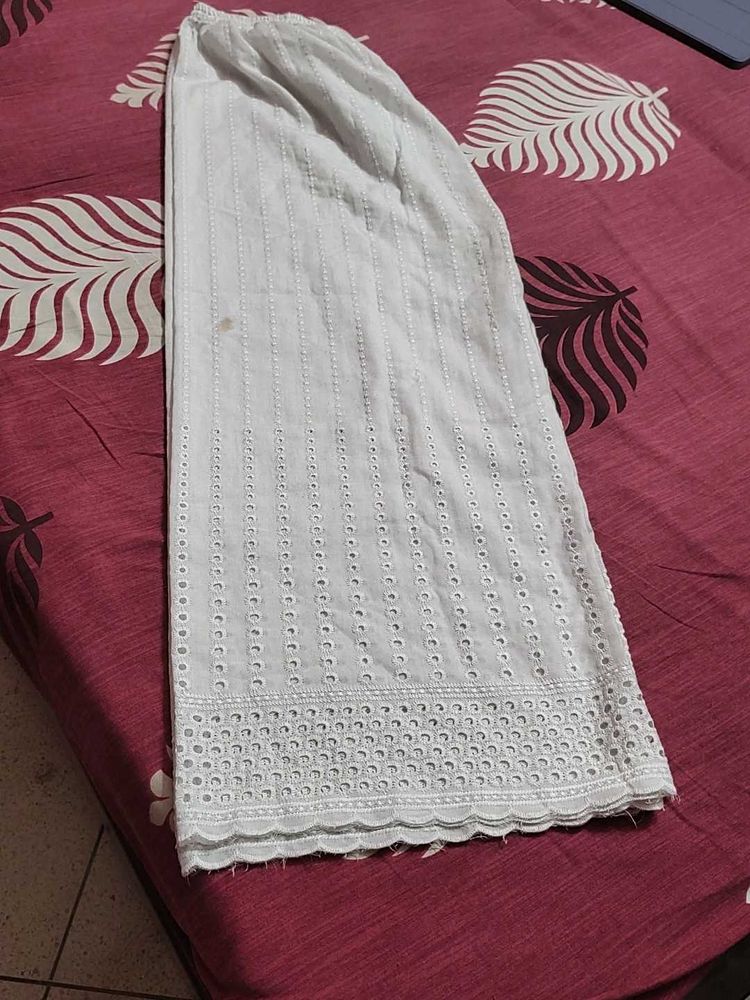 White Chikankari Plazo