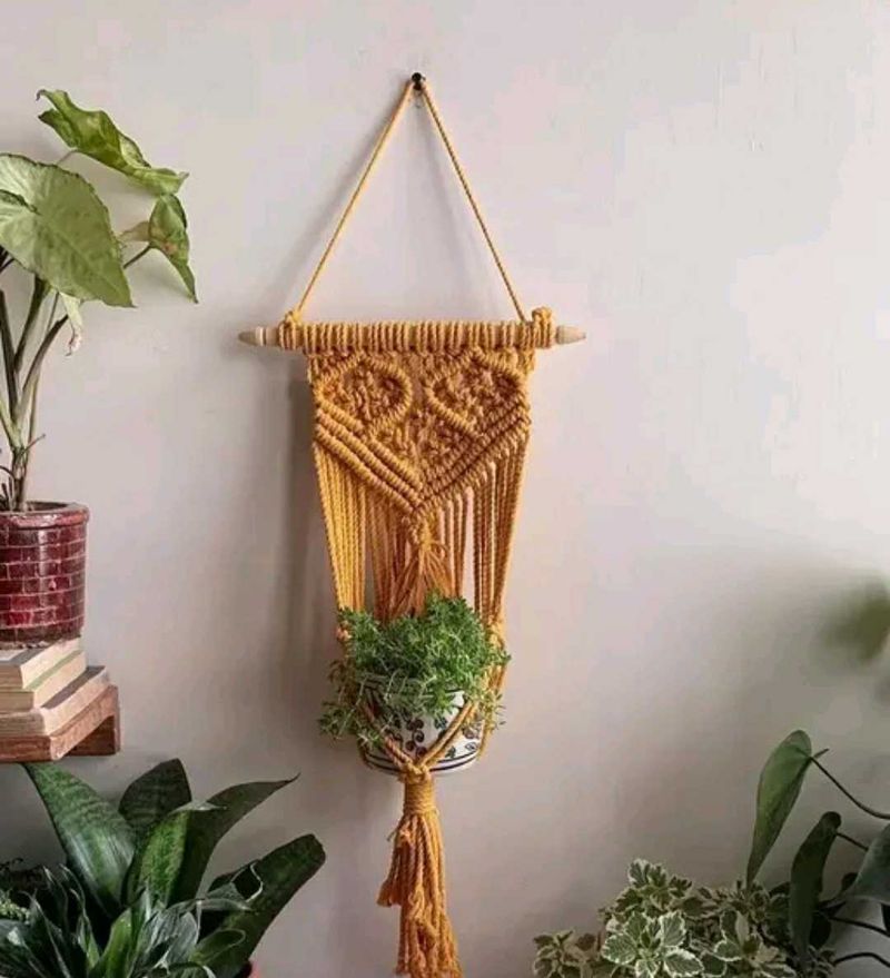 new Macrame Plant Hanger with artificial flower pa