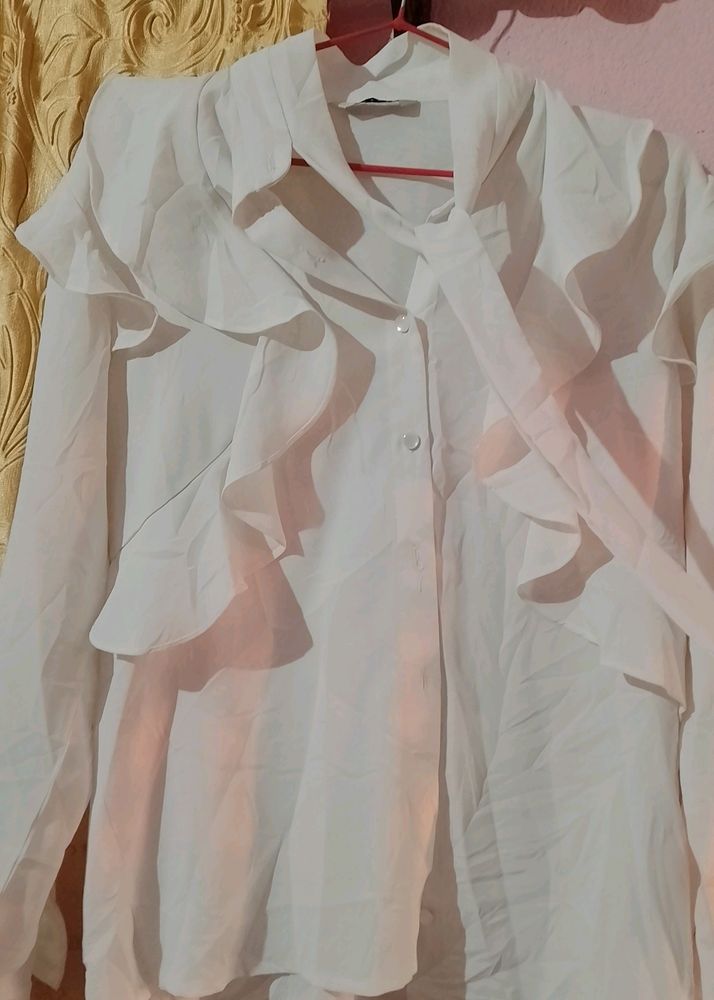Formal Top With Ruffle And Button Up