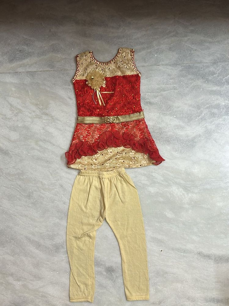 Frock And Legging Red