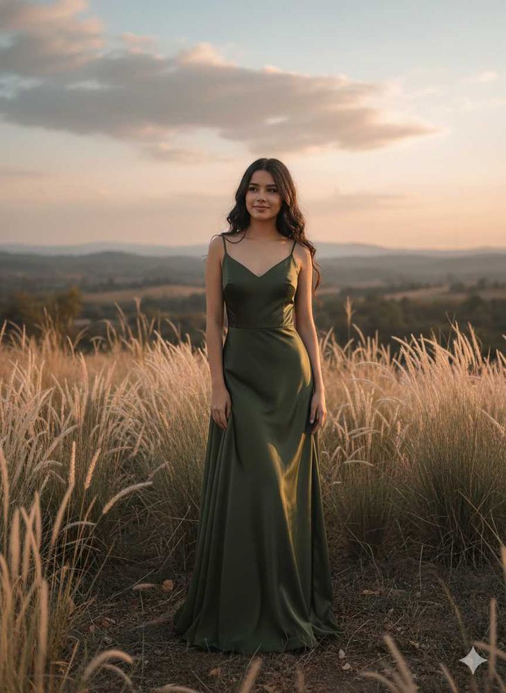Elegant Olive Green Maxi Dress